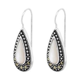 Marsala Silver Plated Marcasite & Mother of Pearl Earrings