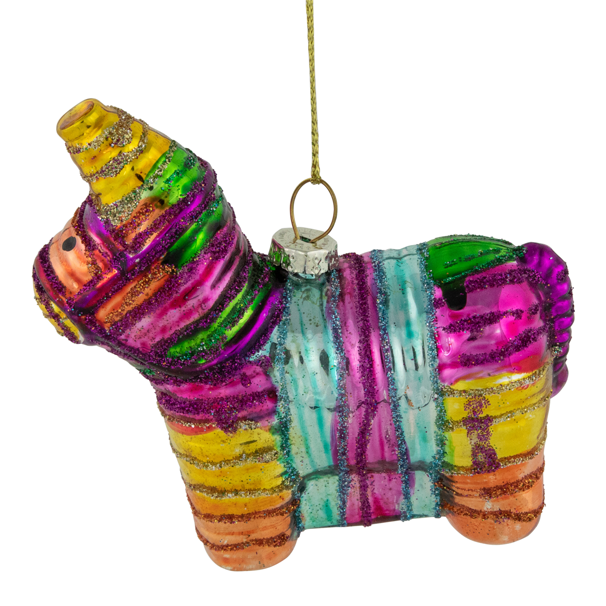 Northlight Pinata Donkey Bohemian Style Glass Christmas Ornament