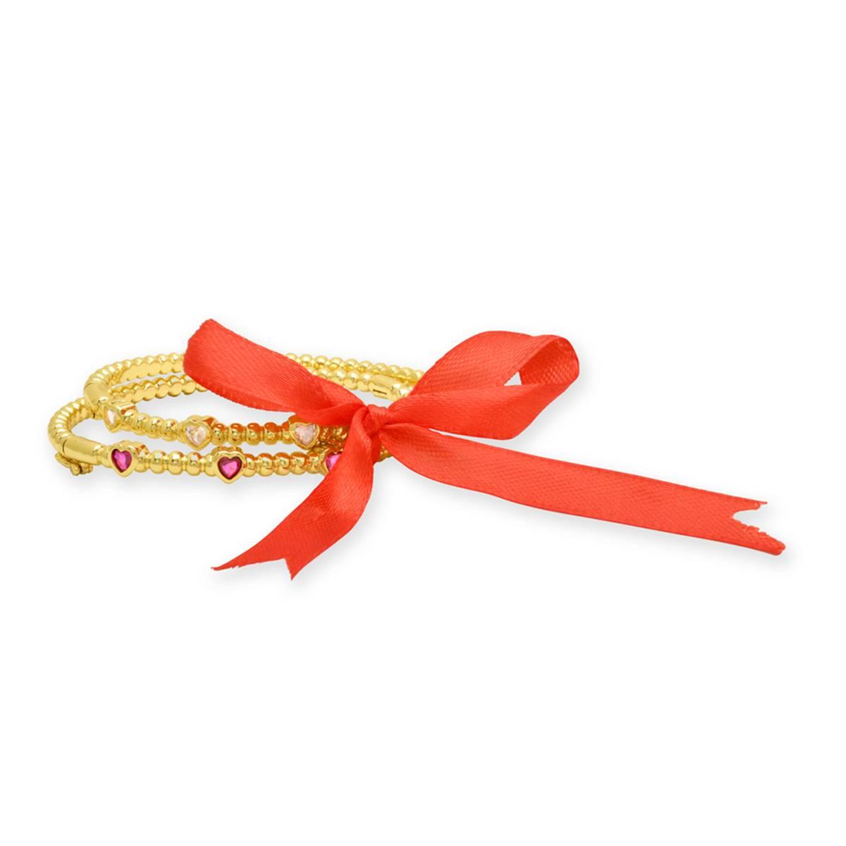 Gianni Argento Gold Plated Lab Ruby 2pc. Bangle Bracelet Set