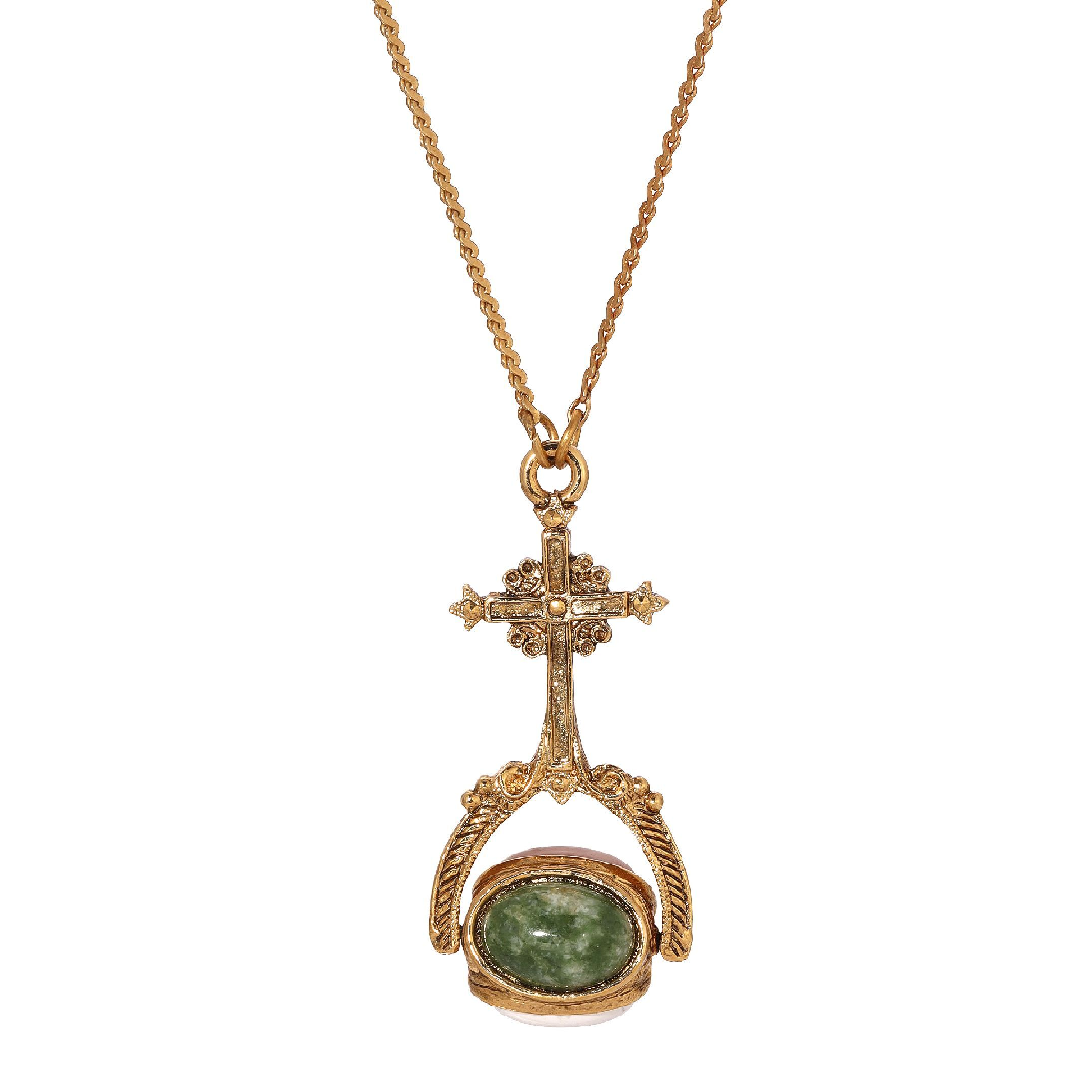 Symbols of Faith 14kt. Gold Dipped Cross Multi Stone Necklace