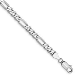 Mens Gold Classics(tm) 4.5mm. 14k White Gold Flat Figaro Bracelet