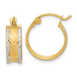 Gold Classics(tm) 14k White Rhodium Diamond Cut Hoop Earrings