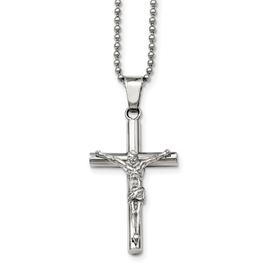 Mens Gentlemen's Classics(tm) Polished Steel Crucifix Cross Necklace