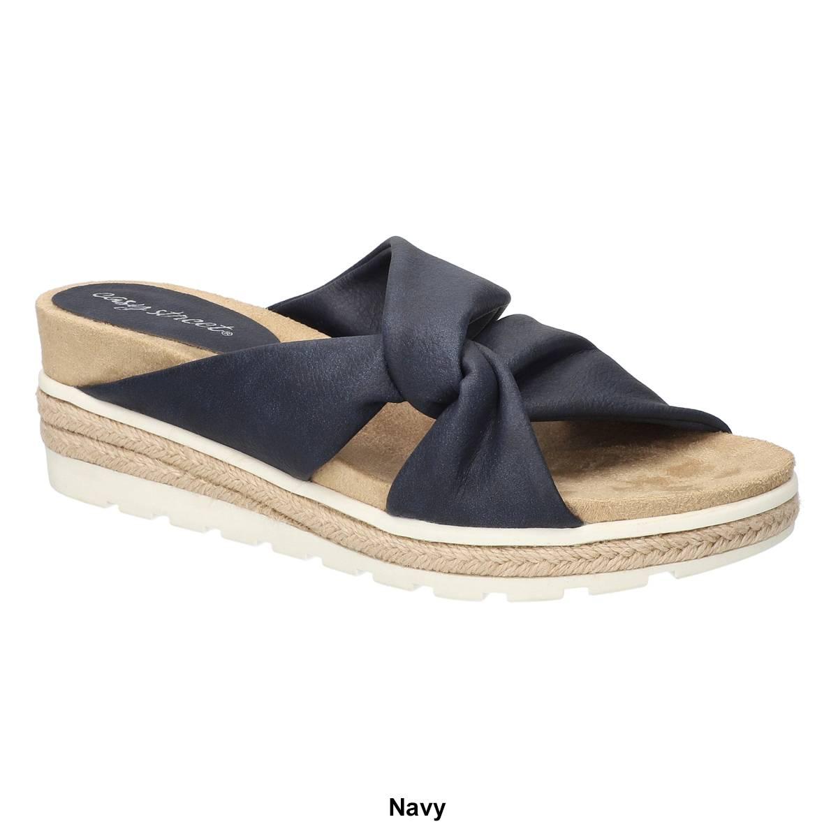 Womens Easy Street Ja Knotted Wedge Slide Sandals