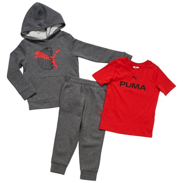 Boys (4-7) Puma® Logo 3pc. Cotton Fleece Hoodie Set - Charcoal