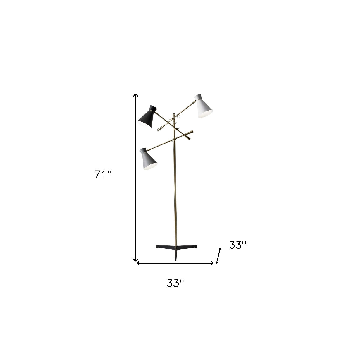 HomeRoots 71in. Brass Novelty Floor Lamp With Cone Shade