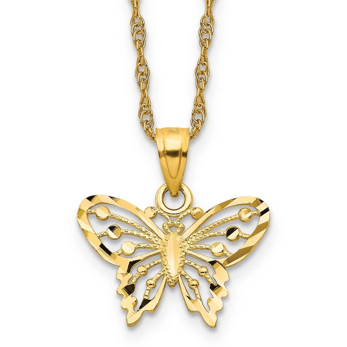 Gold Classics(tm) Yellow Gold Butterfly Pendant Necklace