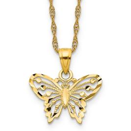 Gold Classics(tm) Yellow Gold Butterfly Pendant Necklace