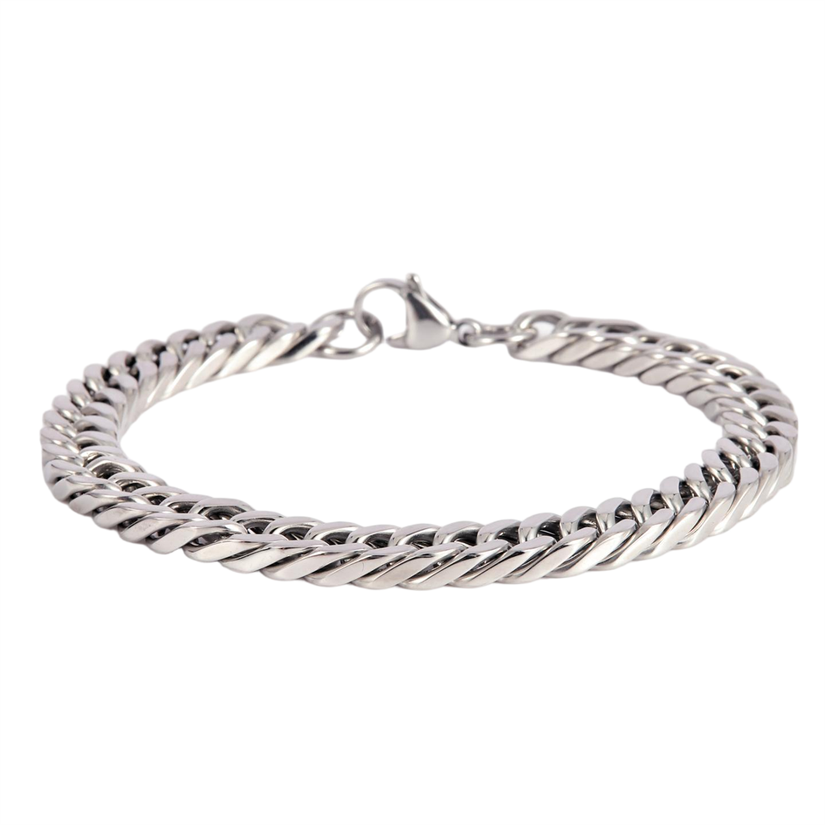 Mens Iron Saints 8mm Cuban Link Silver-Tone Bracelet