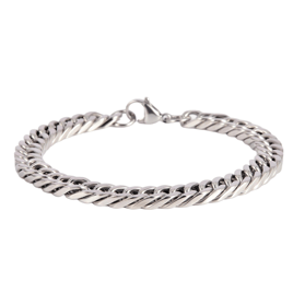 Mens Iron Saints 8mm Cuban Link Silver-Tone Bracelet