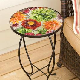 Evergreen Gerber Daisies Round Glass Table