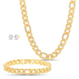 Mens Gentlemen''s Classics Crystal Bracelet/Earring/Necklace Set