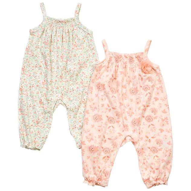 Baby Girl (3-9M) Laura Ashley® 2pk. Flower Smocked Coveralls