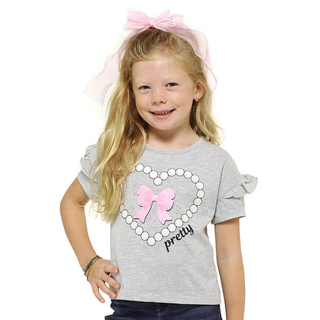 Girls (4-6x) Star Ride® Pearl Heart & Bow Pretty Short Sleeve Top