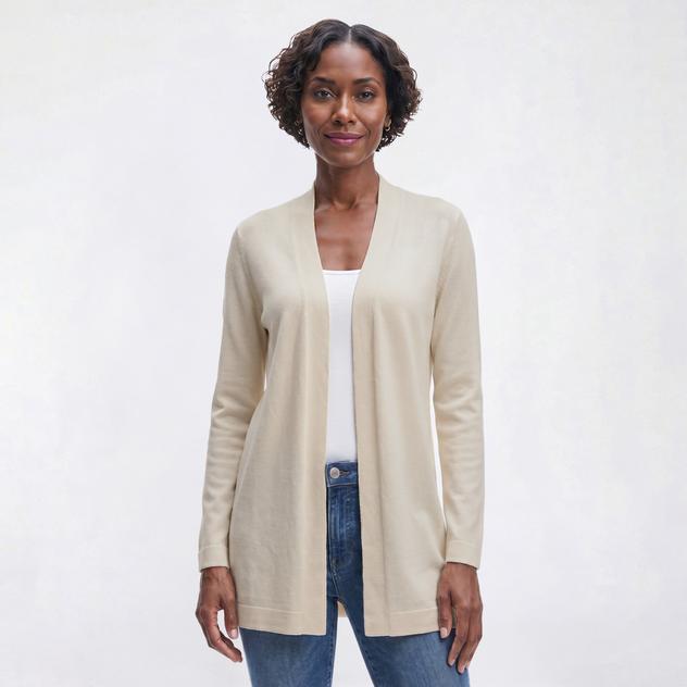 Womens AK Anne Klein Long Sleeve Chatham Solid Cardigan