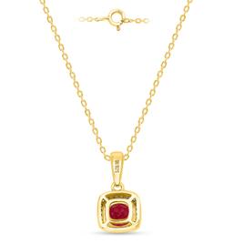 Gemstone Classics™ Created Ruby Lab Grown Diamond Square Pendant