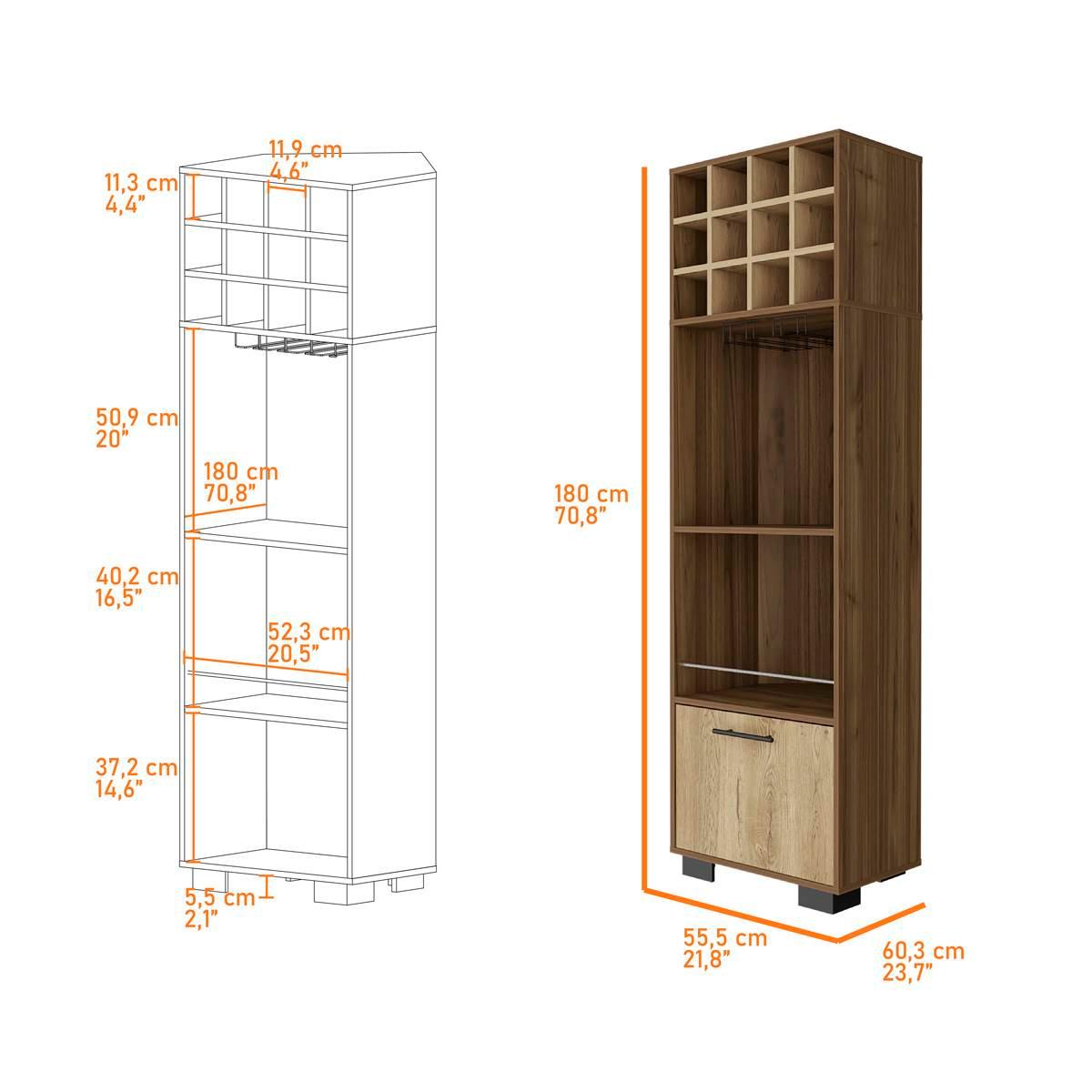 FM FURNITURE Aubree Mahagony Corner Bar Cabinet