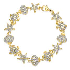 Gianni Argento Gold Plated 1/10ctw. Diamond Sea Life Bracelet