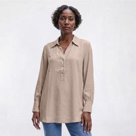 Womens Adrianna Papell Button Front Silky Side Slit Blouse