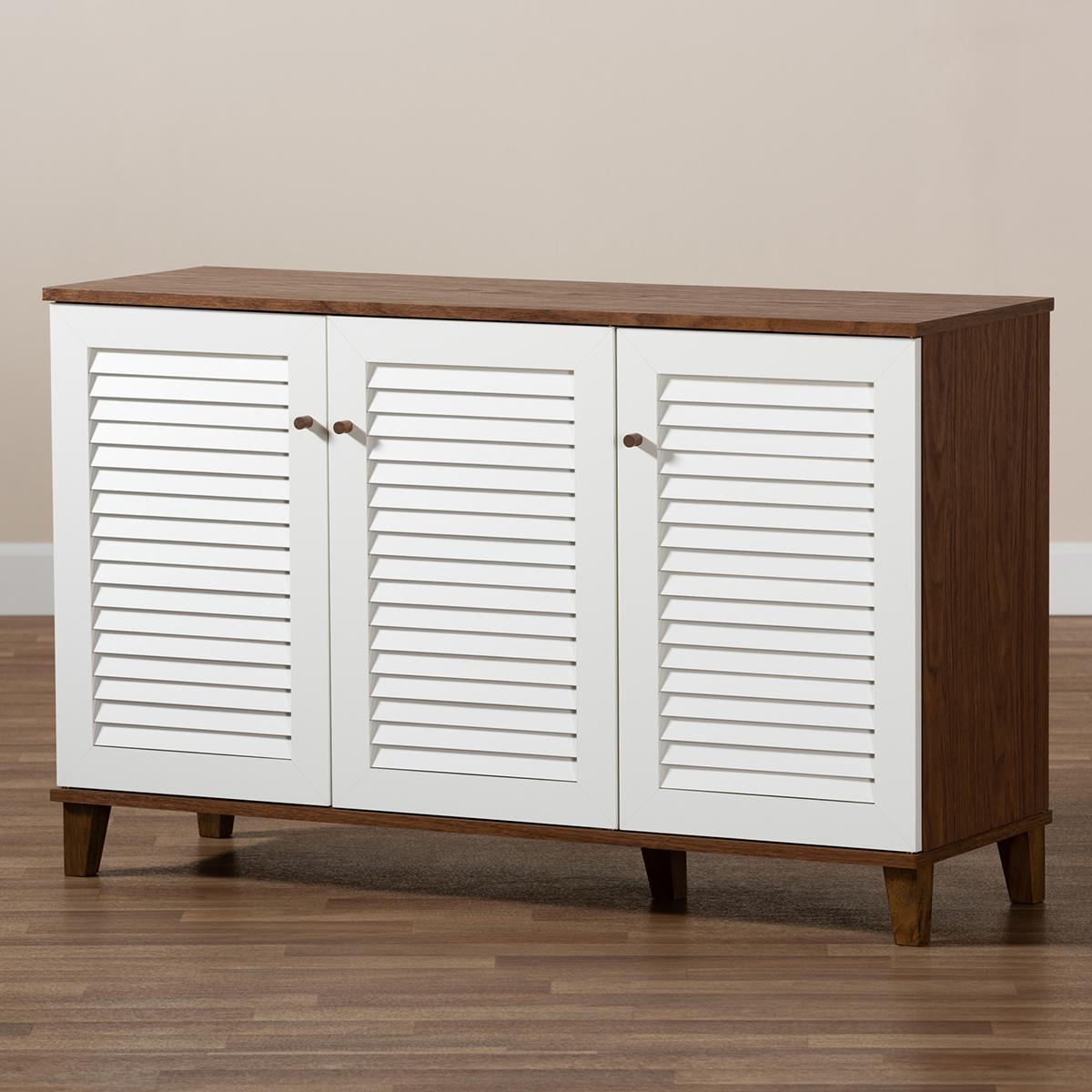 Baxton Studio Coolidge 8 Shelf Wood Shoe Storage Cabinet