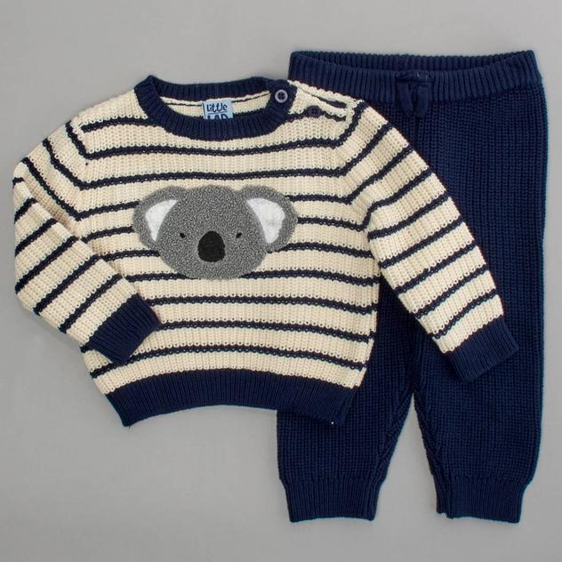 Baby Boy (NB-3M) Little Lad® Stripe Koala Sweater & Pants Set