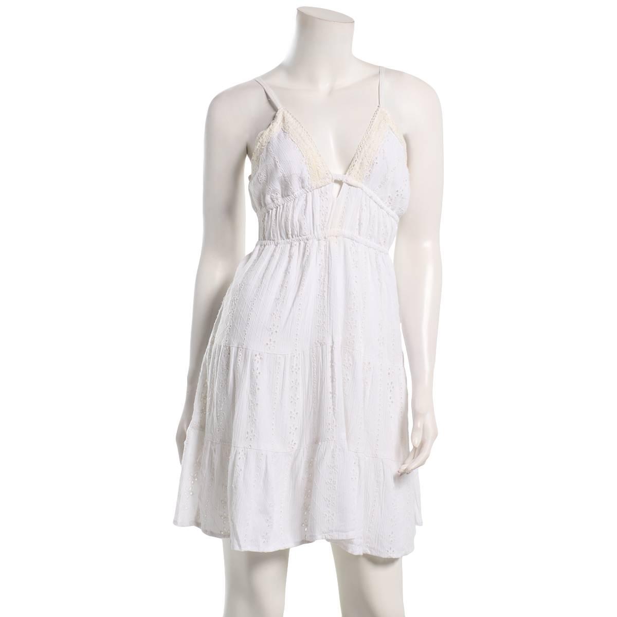 Juniors Angie Lace Trim Keyhole Skater Dress