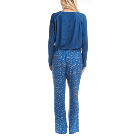 Womens Goodnight Kiss Cherry & Merry Leopard Henley Pajama Set