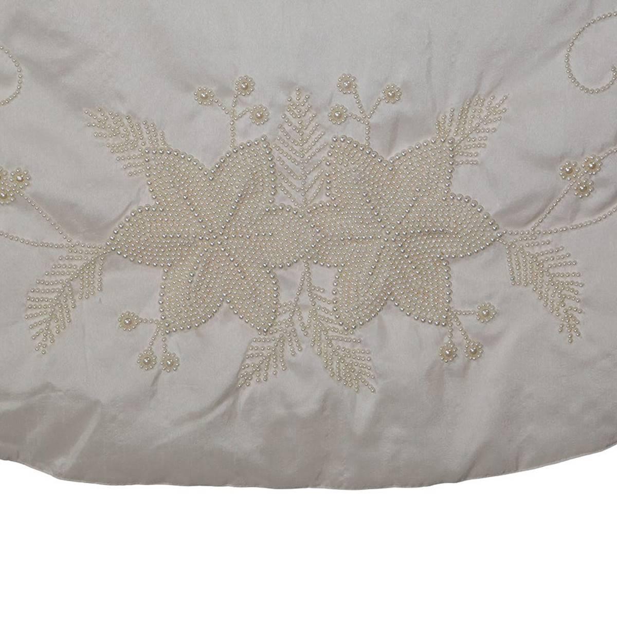 Kurt S. Adler 54in. Ivory with Pearl Beads Tree Skirt