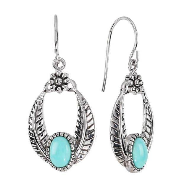 Athra Fine Silver Plated Howlite Oval Drop Earrings