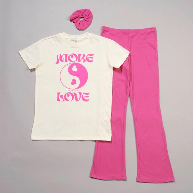 Girls (7-16) No Comment Yingyang More Love Tee & Flare Leggings