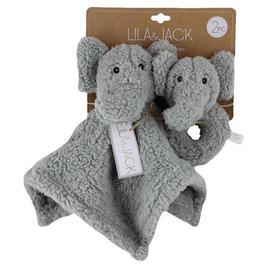 Lila & Jack 2pc. Elephant Plush Lovey & Rattle Set