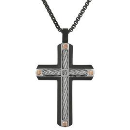 Mens Lynx Stainless Steel Cable Cross Pendant