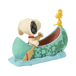 Jim Shore Peanuts Snoopy and Woodstock in Canoe Figurine