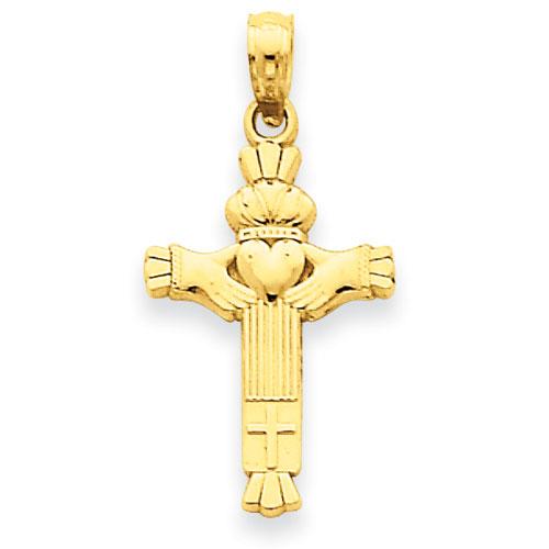 Unisex Gold Classics(tm) 14kt. Gold Claddagh Cross Pendant