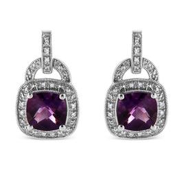 Haus of Brilliance Amethyst and Diamond Halo Earrings