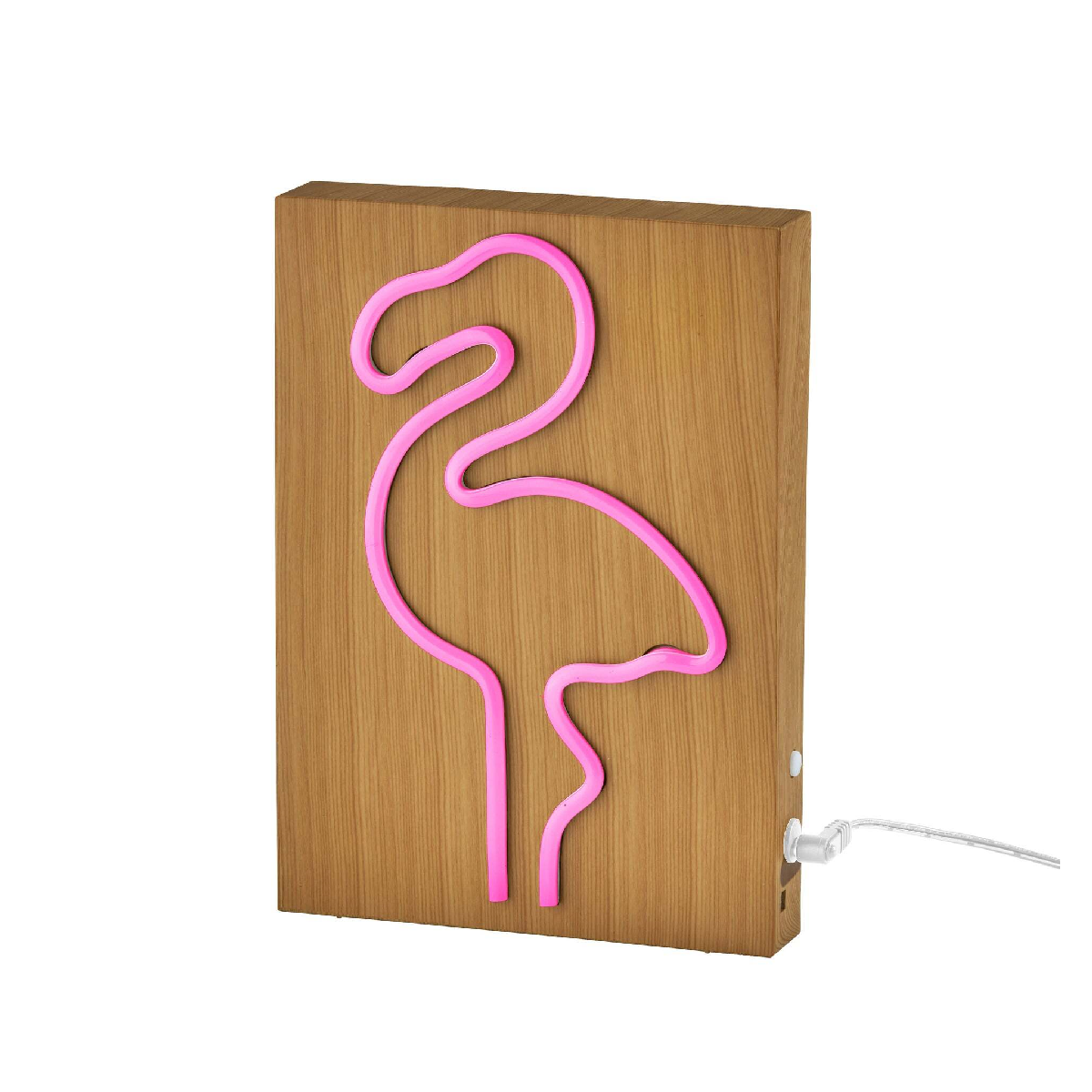 Simplee Adesso Wood Framed Neon Flamingo Table/Wall Lamp