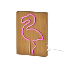 Simplee Adesso Wood Framed Neon Flamingo Table/Wall Lamp