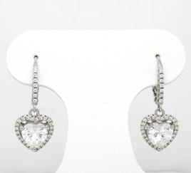Cubic Zirconia Heart Lever Back Earrings