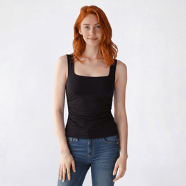 Juniors Madden Girl Square Neck Side Ruch Split Hem Tank Top