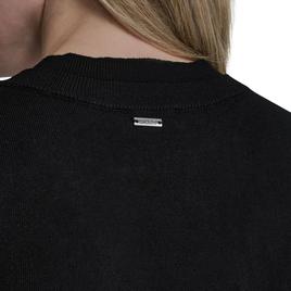 Womens DKNY Ribbed Double V Neck Black Solid Tank Top