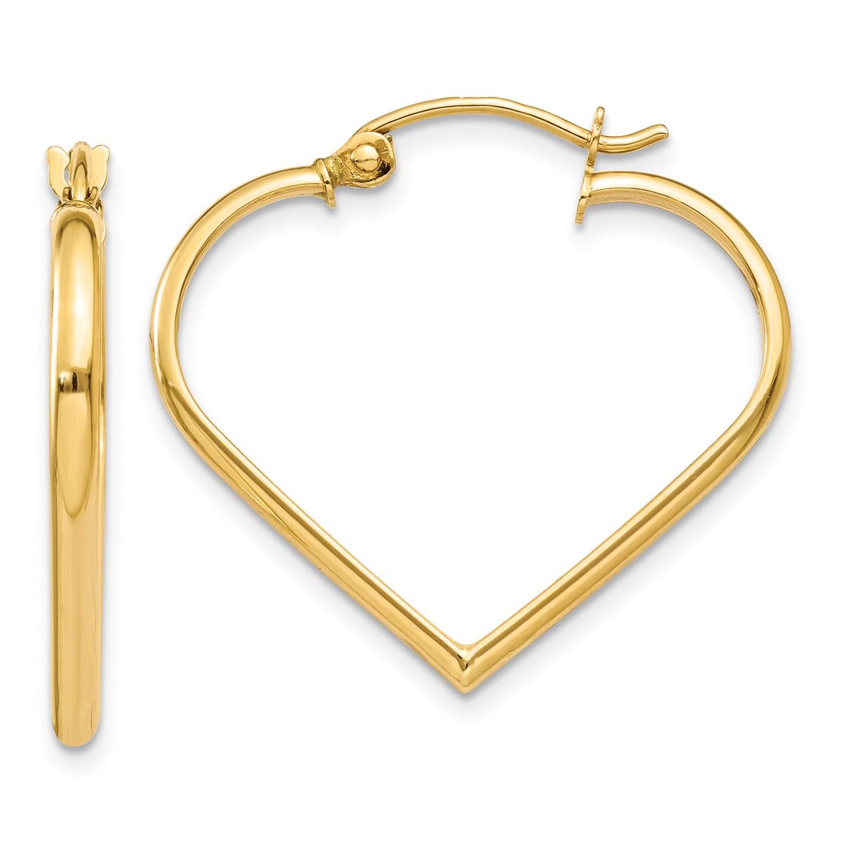 Gold Classics(tm) 14kt. Gold Polished Heart Hoop Earrings