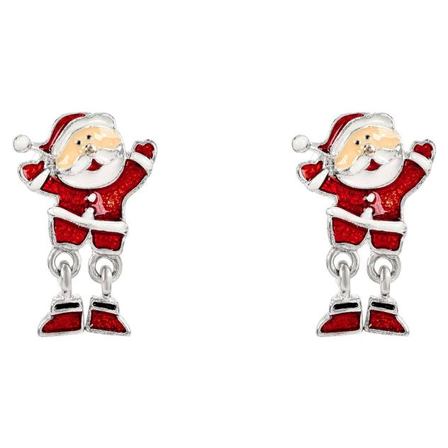 CZ Santa Dangle Earrings