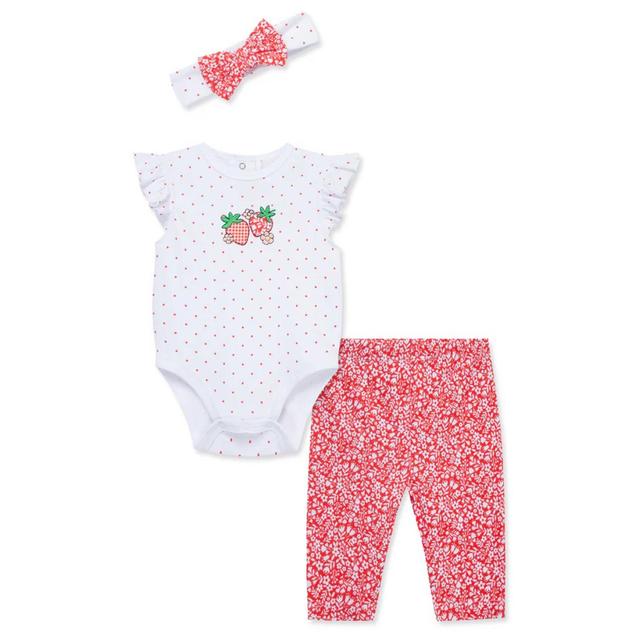 Baby Girl (3-12M) Little Me® Strawberry Bodysuit Set w/ Headband