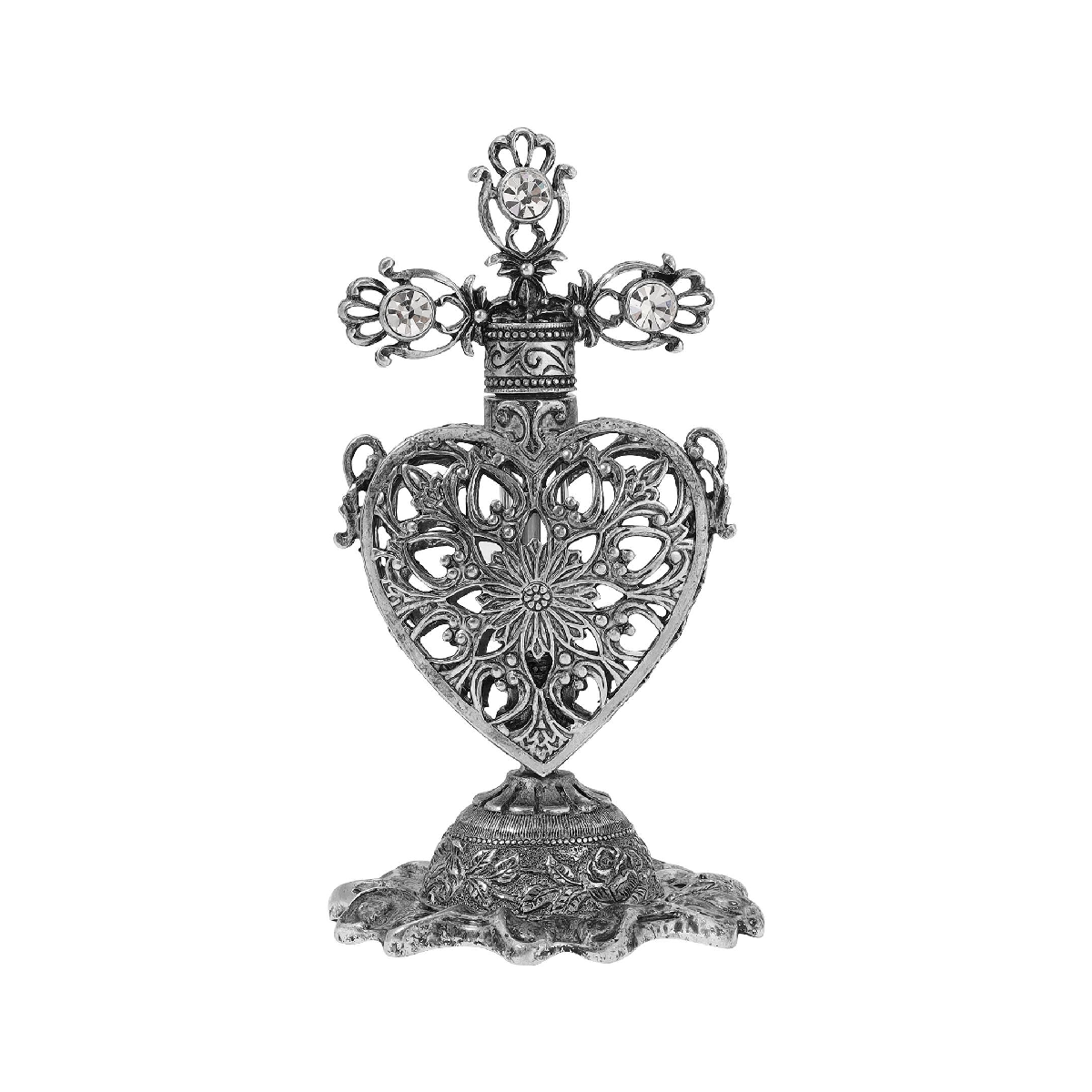 Symbols of Faith Pewter Heart Cross Perfume Bottle