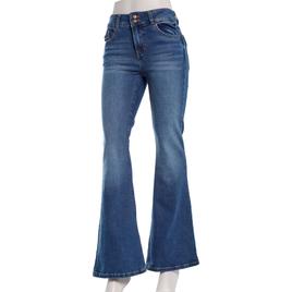 Juniors Celebrity Pink Mid Rise Flare Jeans w/ Flap Back Pockets