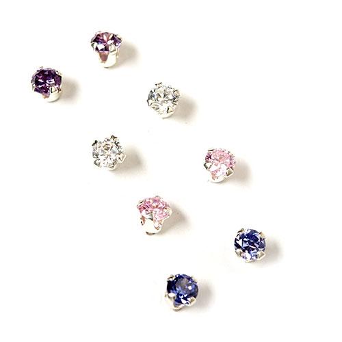 Kids Sterling Silver 4pr. Cubic Zirconia Earrings Set