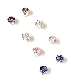 Kids Sterling Silver 4pr. Cubic Zirconia Earrings Set