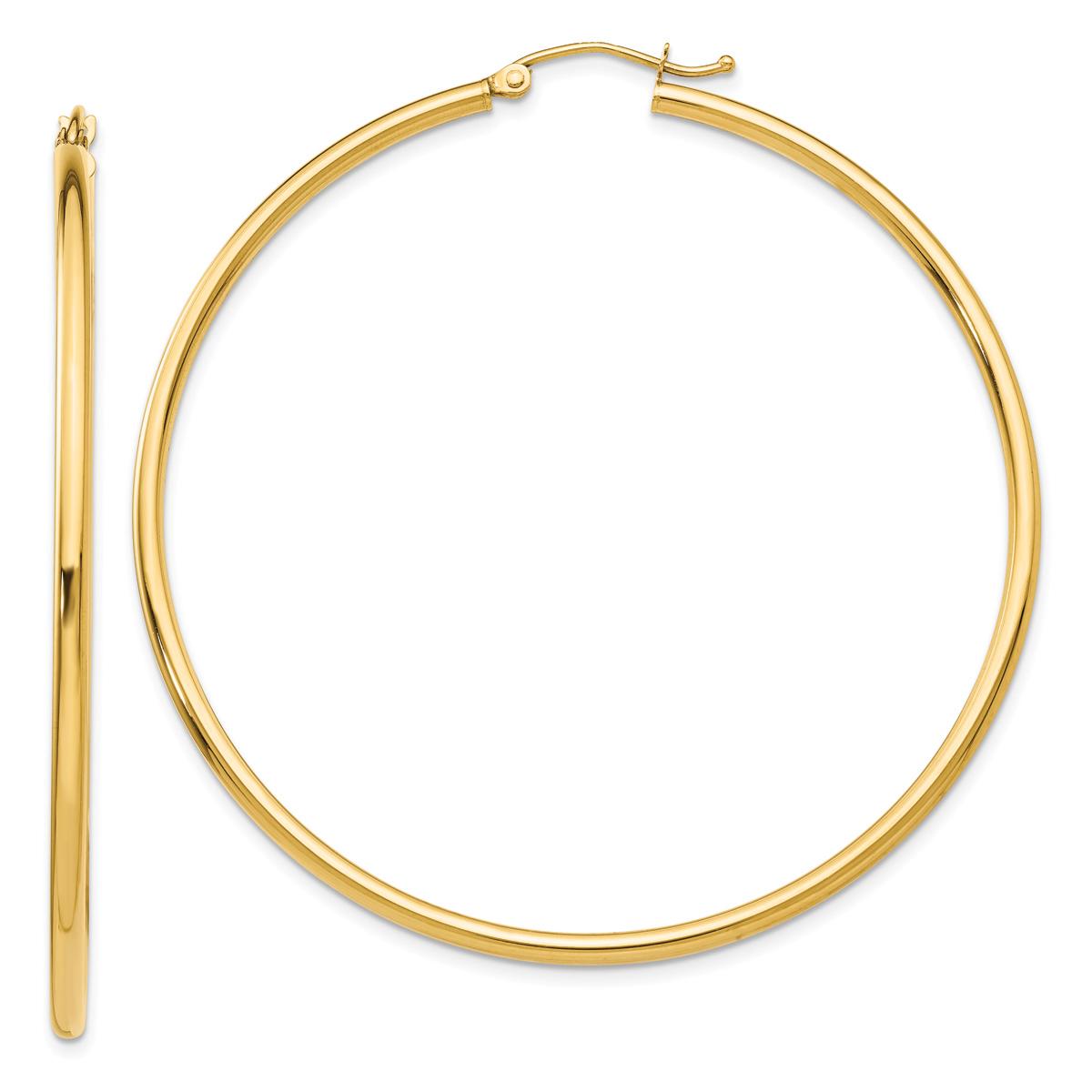 Gold Classics(tm) 14kt. Gold 55mm Tube Hoop Earrings
