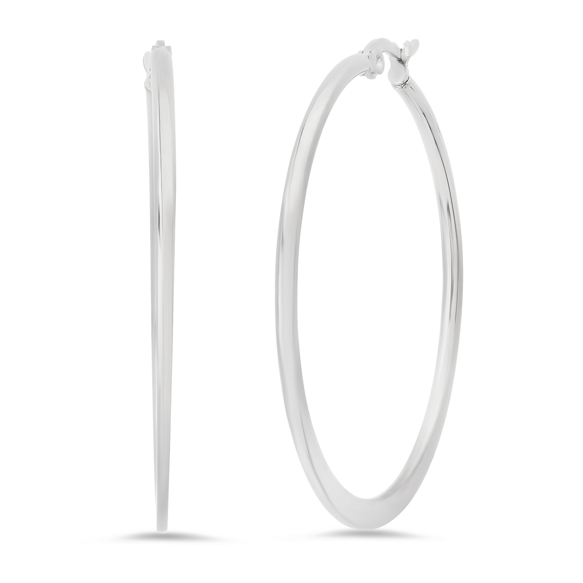 Saffron 30mm Stainless Steel Polished Flat Bottom Hoop Earrings