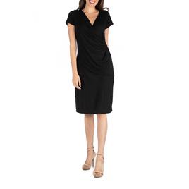 Womens 24/7 Comfort Apparel Faux Wrap Dress